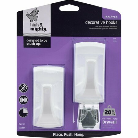 HIGH & MIGHTY DEC HOOK REC WHITE 2PK 515800